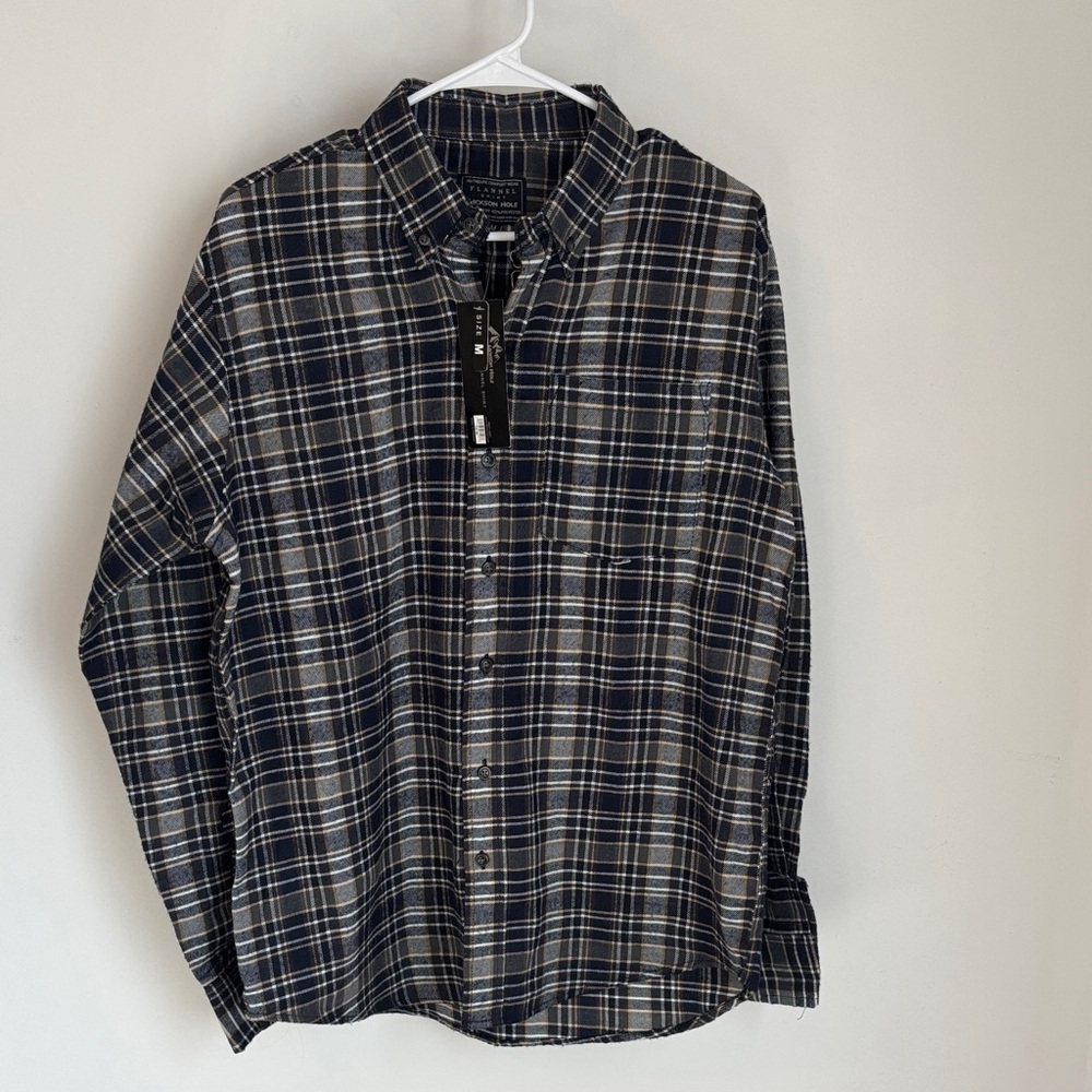 Classic Navy Plaid Button-Down Shirt